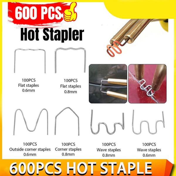 Varm häftklammer för bil stötfångare Svetsare Häftapparat Plastsvetsning Multi-colorA 50pcs