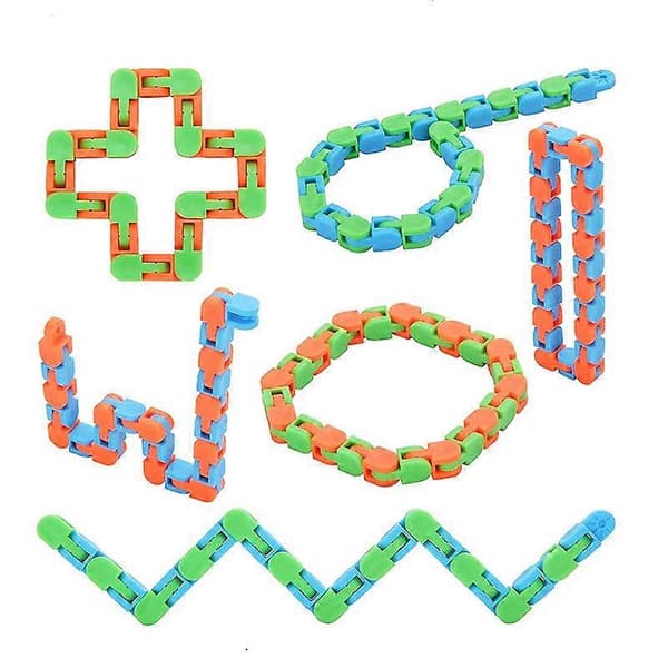 6-pak 24 led Wacky Tracks Snap and Click Fidget Legetøj, Finger S