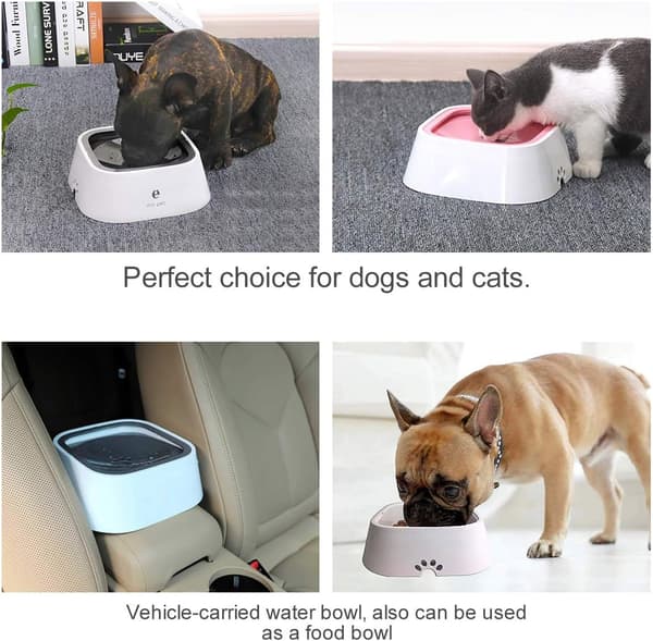 Floating Water Bowl Slow Water Dispenser Inget spill Anti-Overfl