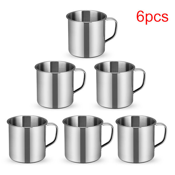 6 stk Utendørs Camping Vandring Termokopp kopp rustfritt stål kaffe 6pcs