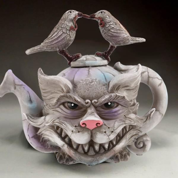 Håndlaget Art Cat Tekanne Devil Cat Creative Home Desktop Decorati