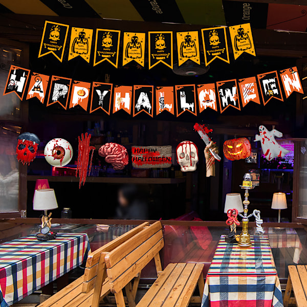 Halloween festdekorationer, skrämmande födelsedagsbanner för E