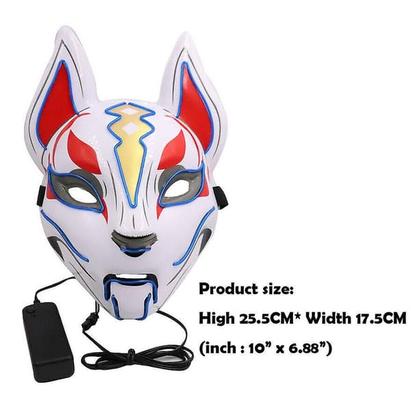 Halloween Fox Drift Mask Ljusmask Rollspel Blue