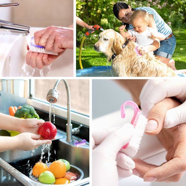 Nagelborste, 6 stycken hanterad nagelborste, handrengöringsborste för