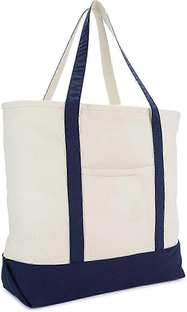 Miljøvennlig Canvas Bag 22\" Kraftig Bomulls Canvas Tote (Glidelås) - Marineblå
