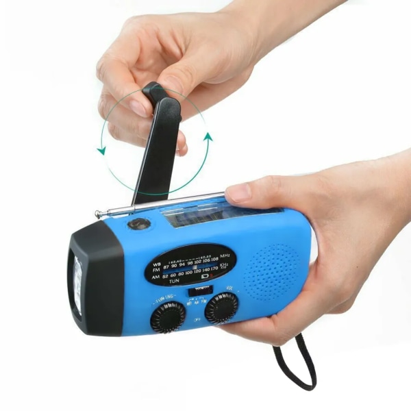 Emergency Solar Håndsveiv 1200mAh AM FM NOAA Værradio LED-lys USB-lader utendørs