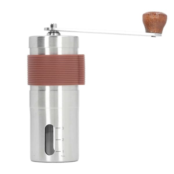 Bærbar manuel kaffekværn i rustfrit stål, manuel keramisk grat mini kaffebønnekværn til camping, køkken, kontor, brun