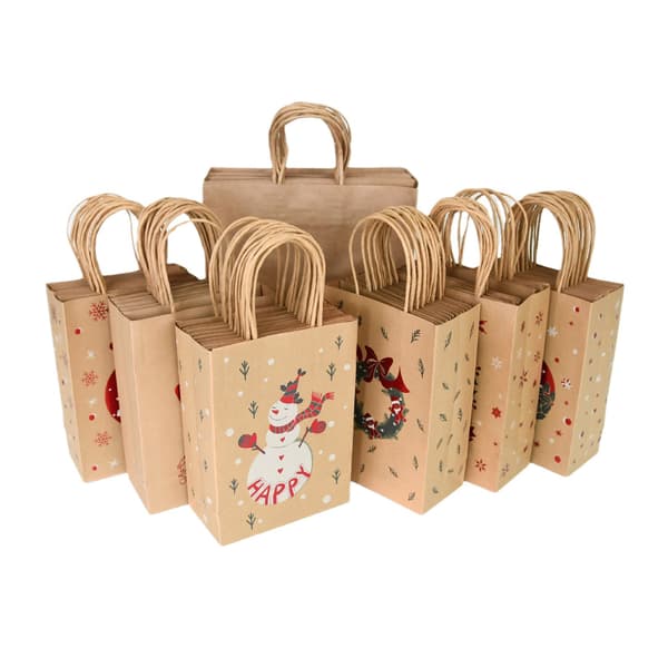 #Julkraftpresentpåsar med blandade jultryck för kraft 8 st#