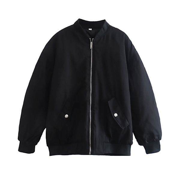 Koreansk modejacka vinter Kvinnor dunrock Casual solid kappa Black L