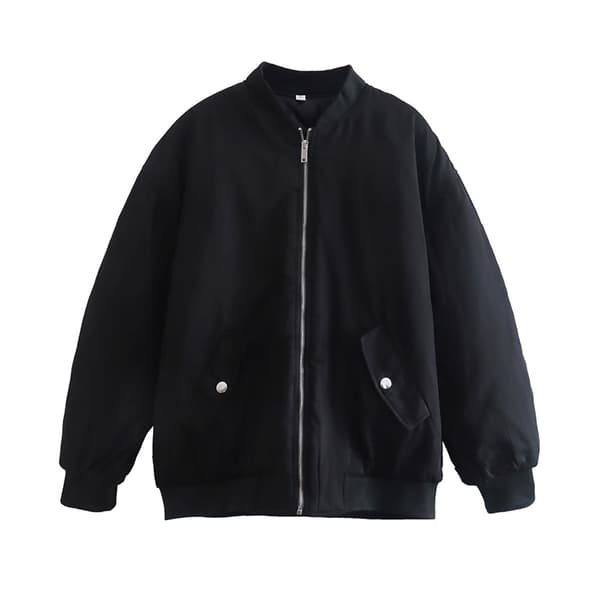 Koreansk motejakke vinter Kvinner dunjakke Casual solid kåpe Black L