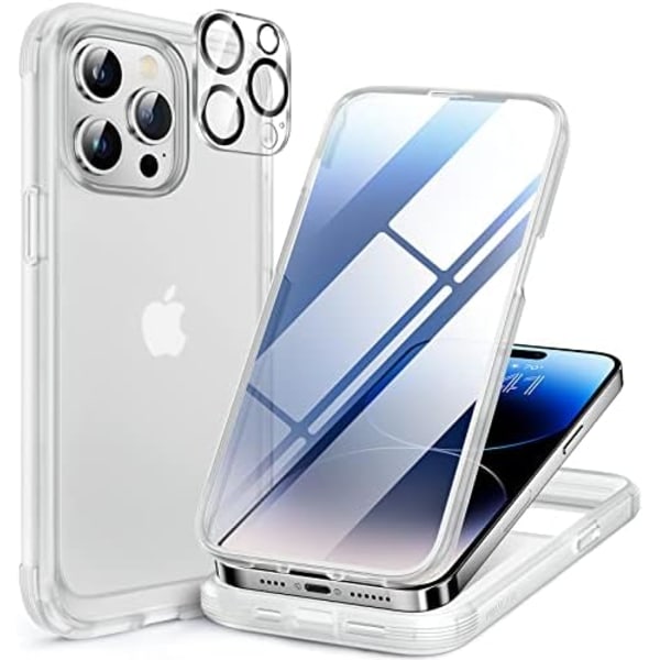 Miracase Glass Series Designad för iPhone 14 Pro Max Case 6,7 tum, [2023 Upgrade] Bumper Case med inbyggd 9H härdat glas Scr Matte Clear