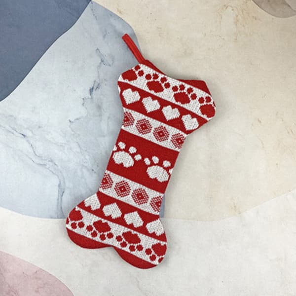 Juldekoration strumpor hängsmycke presentpåse Röd stickad hund Style A