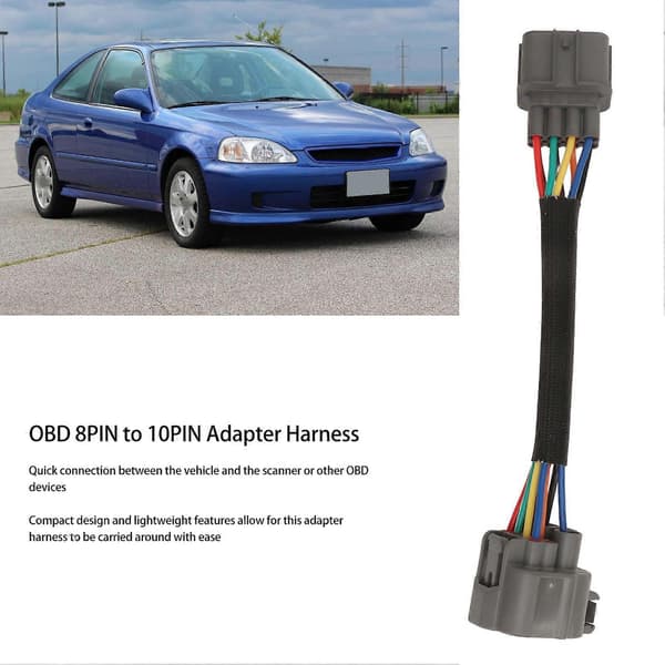 OBD 8PIN til 10PIN Adapterkabel Bilfordeler Adapter Jumperkabel for Civic 1999 til 2000