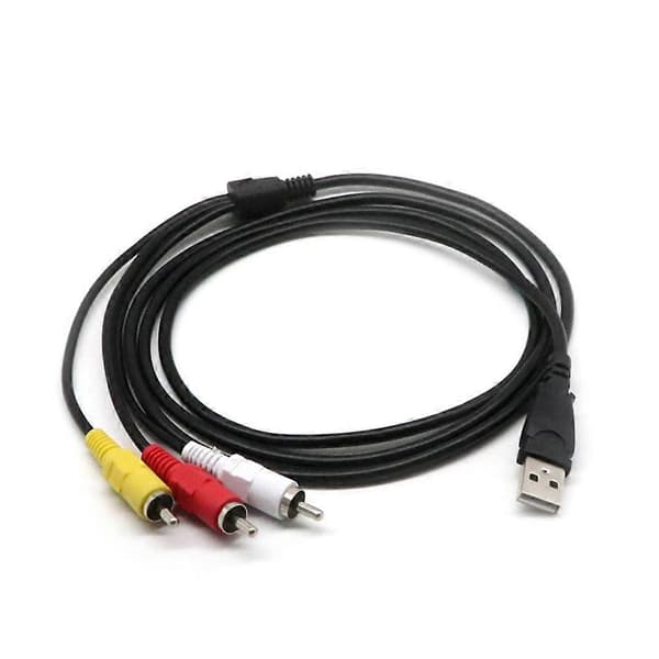 Usb til 3rca kabel, Usb 2.0 Type A hun til 3 Rca han, Komposit Av Audio Video Adapter Kabel til Tv/Mac/Pc, 1.5m (2 stk)