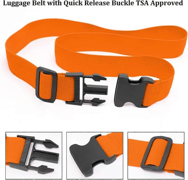 2 stk. bagagestropper sæt, rejsetilbehør fortykket bagagerem med quick-release spænde, justerbar orange