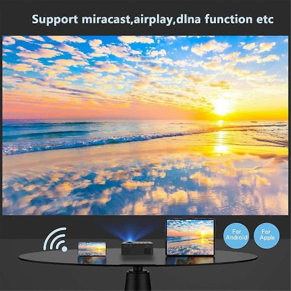 YT100 Mini Hemmaprojektor Bärbar Mini Hemmabio Trådlös Mobiltelefon Multifunktionsprojektor