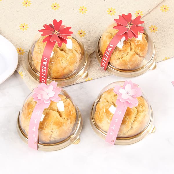 10 st Midhöstens Mooncake Sticker 3D Persika Blomma Safflor Spänne Mini Cupcake Box Förpackningsdekaler Etiketter Leverans Pink