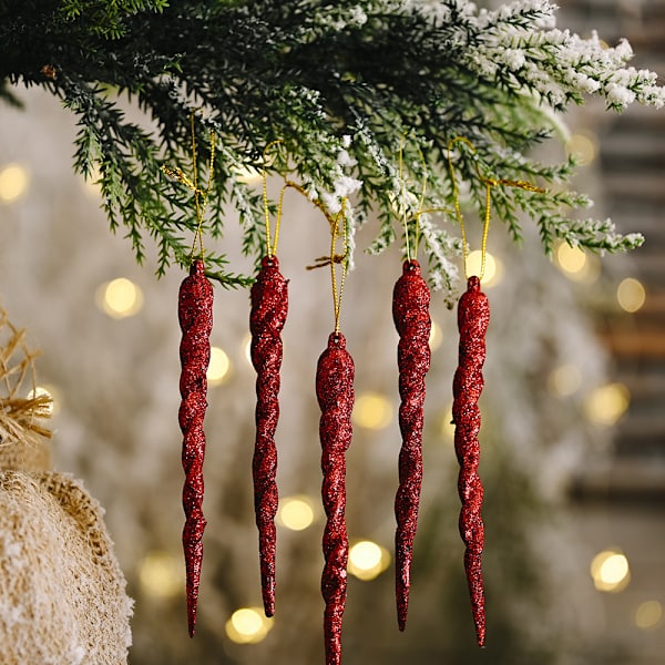 Istaphæng Dekorativt juletræ Transparent istapper red