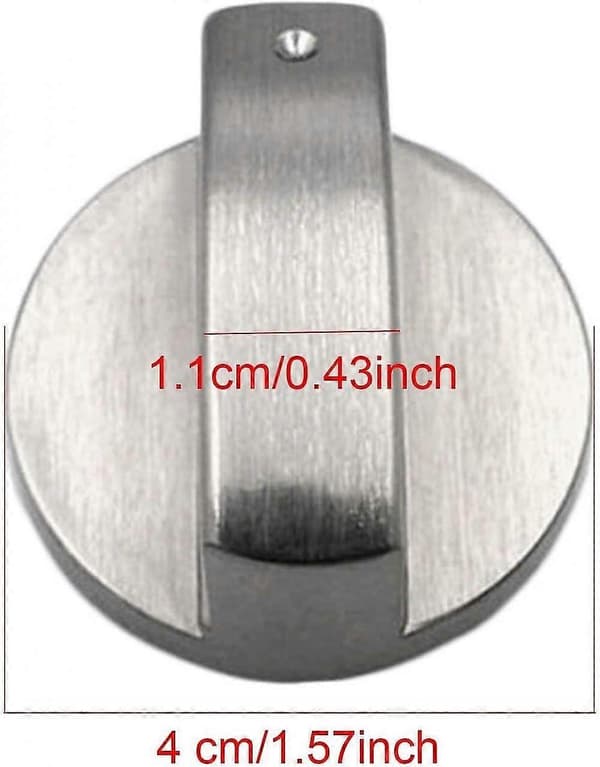 Set med 4 silverfärgade metallvred för gasspis, ugn eller häll - Fästhålsdiameter 6 mm