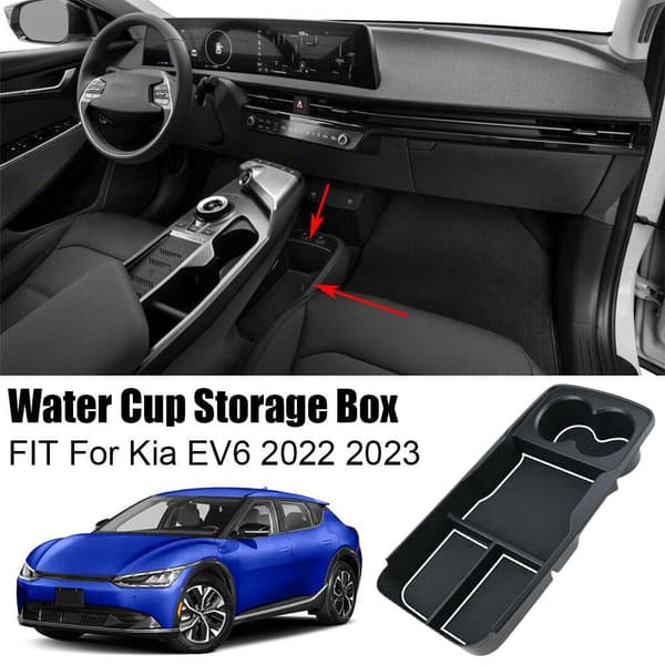 For Kia EV6 2022 2023 Svart Interiør Armlene ConsoleCentral Stor