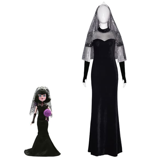 Hotel Elf 4 Mavis cosplay brudekjole Halloween Mavis bryllup Black M XXL