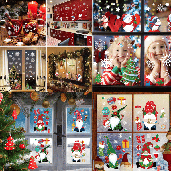 Christmas Snowflake Window Cling, Merry Christmas Window style 4