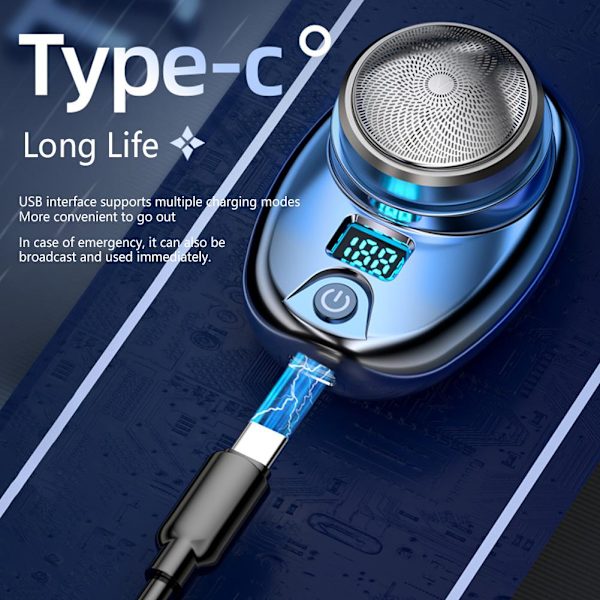 Mini-Save Bærbar Elektrisk, USB genopladelig lommeformat Elektr Blue  one size