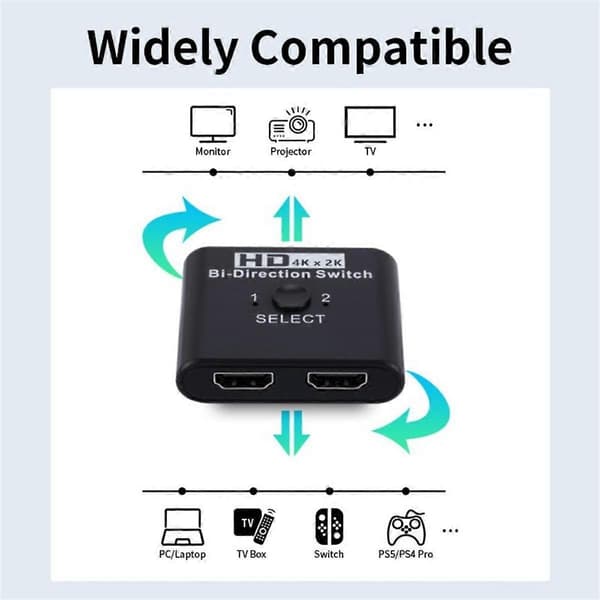 4K X 2K -kompatibel Switch Bi-Direction 2-ports Splitter Switch til bærbar pc /4 TV Box Adapter(B)