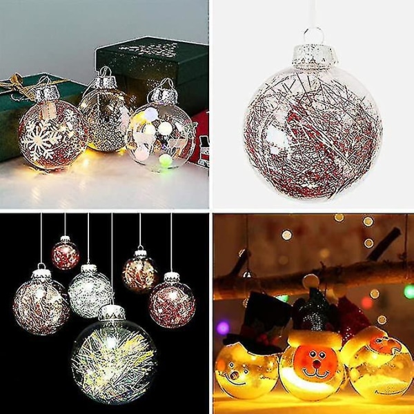 12 st jul transparent boll, fyllbar sfär prydnad för julgran silver
