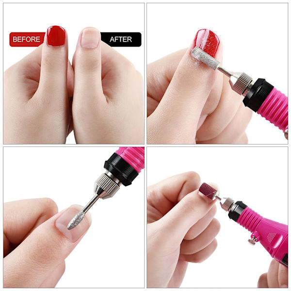 Elektrisk nagelfil pedikyr nagelfil/polerare polerare för akrylgel förhårdnader Justerbar manikyr för nageldesign