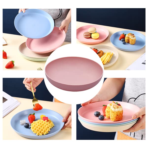 Vetehalm djupa middagstallrikar -Obrytbar robust plast pink