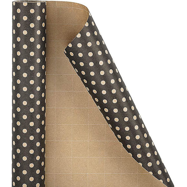 Julegavepapir, Kraftpapir Rød Rutete Med Kraft Reinsdyr Design Gave