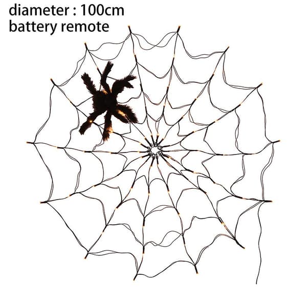 Led Halloween Spider Web Light Net Lights Och 1 Black Spider For Yard Garden Skrämmande Halloween-tema Battery