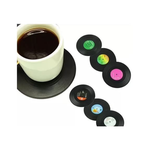Glasunderlägg - Retro Vinylskiva black