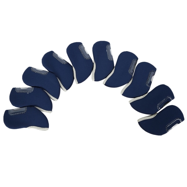 10 Styck Golf Iron Headcover Tjock Neopren Golf Iron Head Cover Golf Club Headcover med genomskinligt fönster Passar de flesta märken Navy Blue