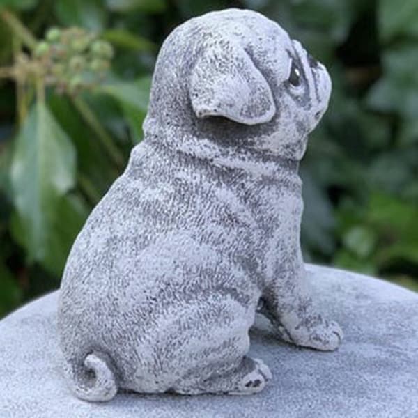 Mops Statue Havedekor Simulation Puppy Resin Ornament til Hjem Gård Have Dekoration