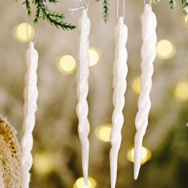 Christmas Tree Icicle Pendel Lätt Lätt att bära Pendel Klassisk dekoration till jul white
