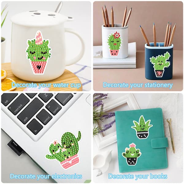 #DIY-timanttimaalaustarra seinätarra sarjakuva kaktus#