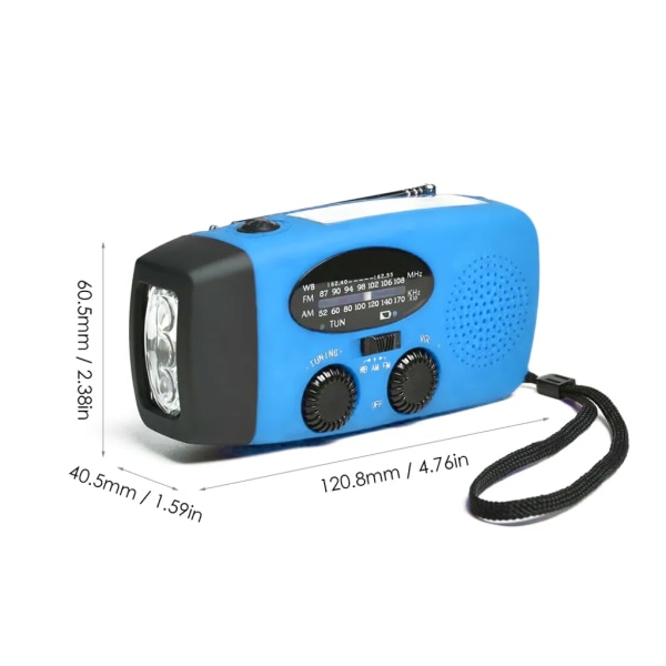 Emergency Solar Håndsveiv 1200mAh AM FM NOAA Værradio LED-lys USB-lader utendørs