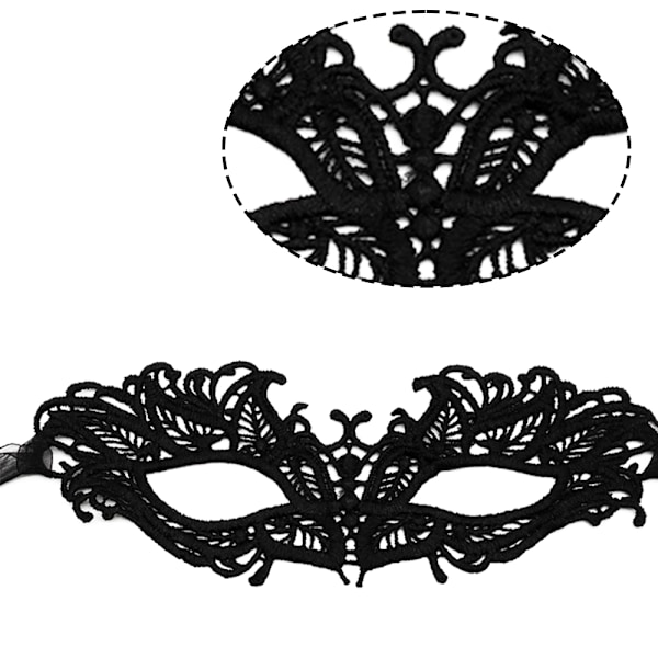 Halloween Catwoman -setti, Musta Pitsi Kissan Korvat Seksikäs Maskaradi Silmämaski shape1
