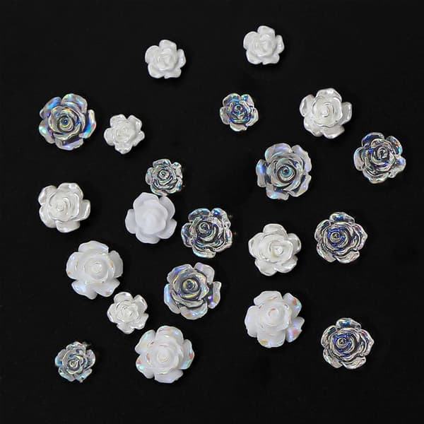 Negleblomst Glitter Dekaler 3D Kamelia Neglekunst Sjarm Dekor Manikyr Smykker