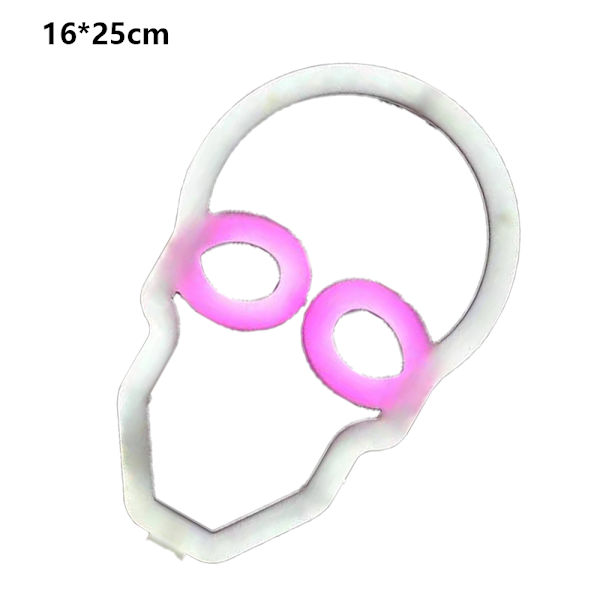 Halloween LED neonskiltlys, halloweenlampe med batteri skull