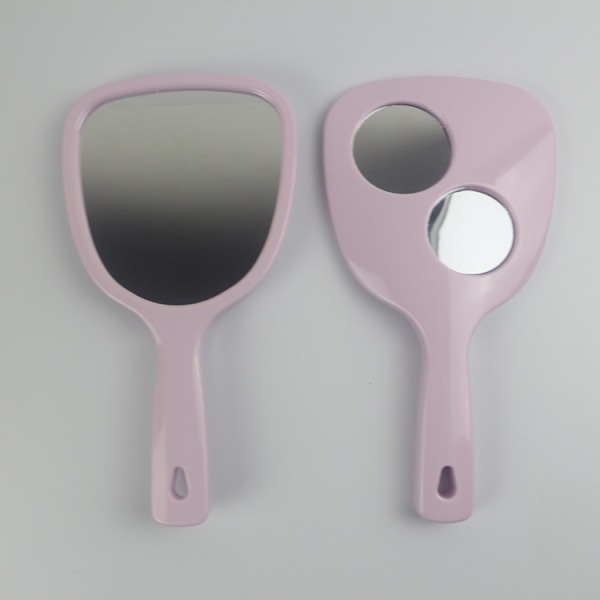 Handhållen spegel Förstoringsspegel Handspegel med handtag Pink