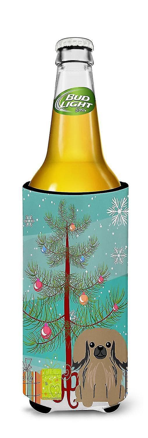 Merry Christmas Tree Pekingnese Tan Michelob Ultra Hugger för smala burkar