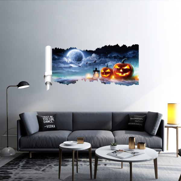 Halloween fönsterdekor 3D skrämmande väggdekaldekor prydnader