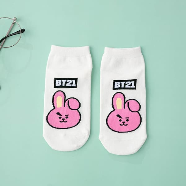 Athroidant Söt BT21 BTS Van KPOP Korta strumpor Cookie Rj Mang Chimmy Shooky Tata Cotton mang