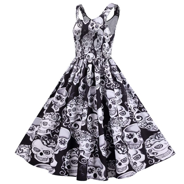 Lady leeveless Halloween Festklänning Rockabilly wing ress D S