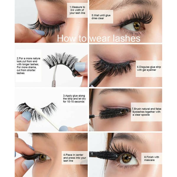 7 par 25 mm ögonfransar Faux lösögonfransar Wispy Extension Ks074 7pair