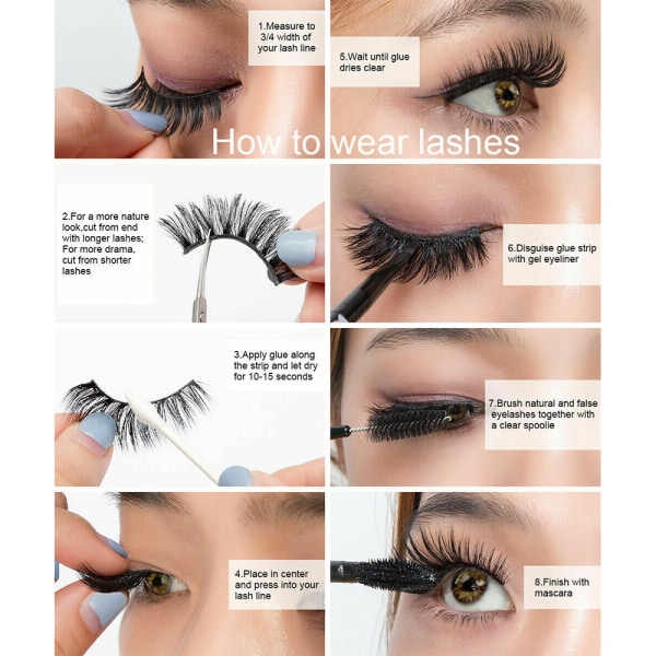 7 par 25 mm ögonfransar Faux lösögonfransar Wispy Extension Ks078 7pair