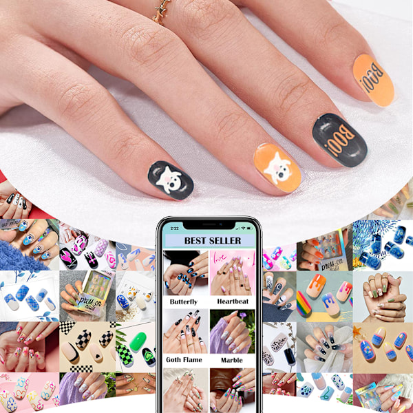 Falska naglar Långa falska naglar på naglar Resin Stick On Nails 12 style 5